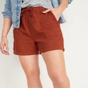 NWT Old Navy Red Copper High Waist Twill Shorts 100% Cotton size XL